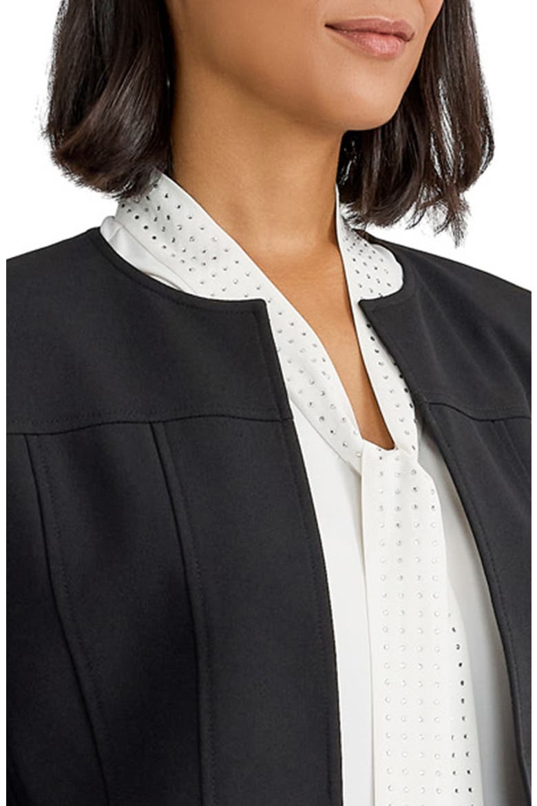 Jewel Neck Seamed Cardigan Jacket, Alternate, color, BLACK