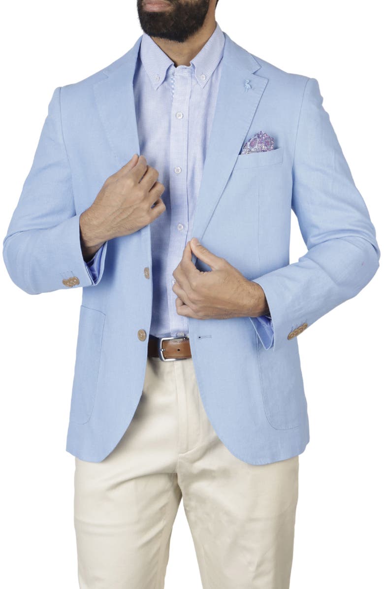 TailorByrd Solid Notch Lapel Linen Blend Sport Coat, Alternate, color, Sky Blue