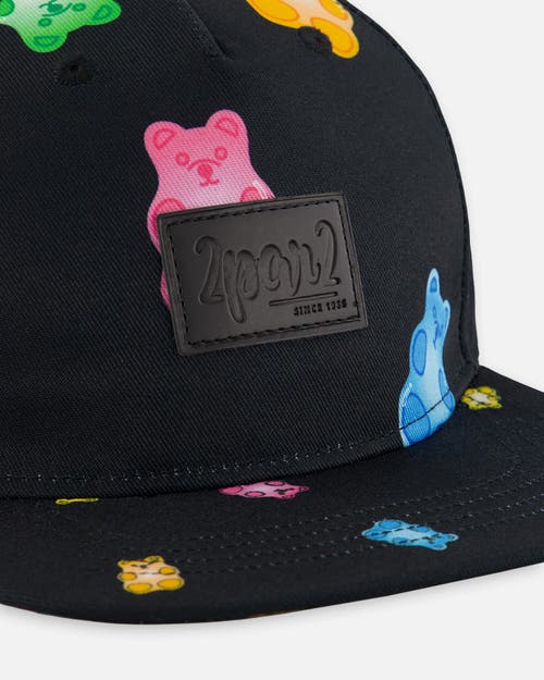 DEUX PAR DEUX DEUX PAR DEUX GIRL'S PRINTED CAP BLACK AND MULTICOLORED GUMMIES