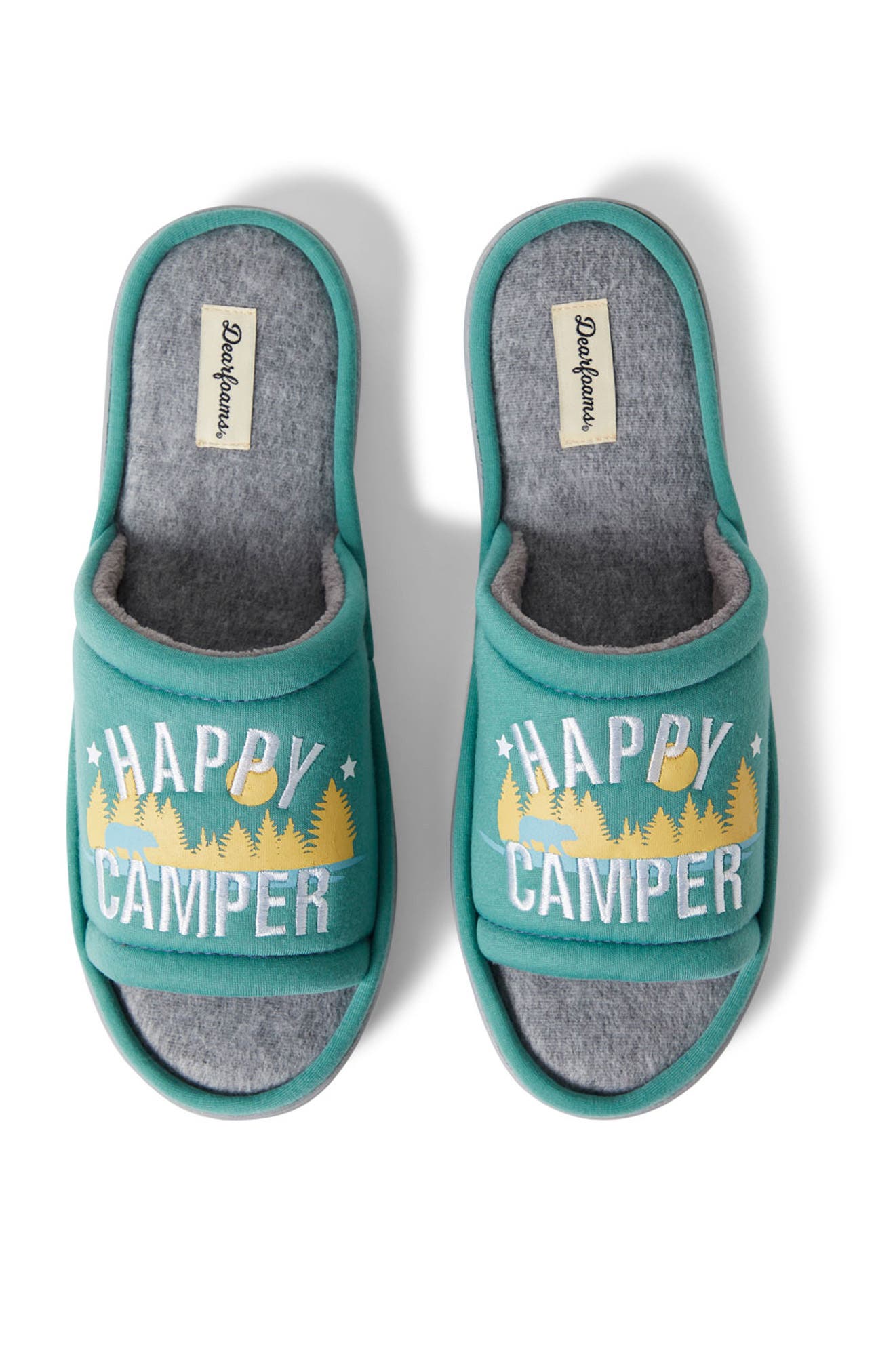 DEARFOAMS Lennox Happy Camper Slipper, Alternate, color, 