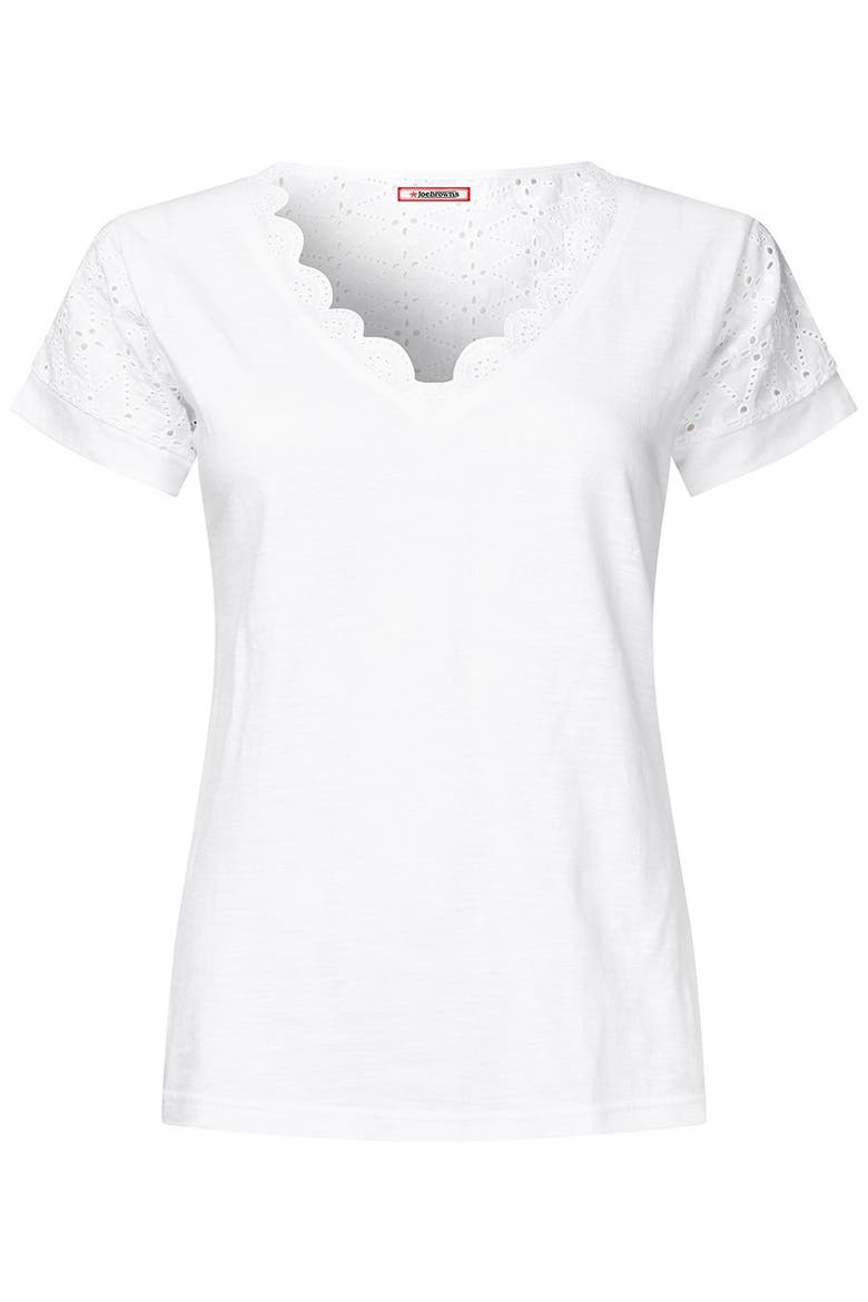 V-Neck Eyelet Tee, Alternate, color, WHITE
