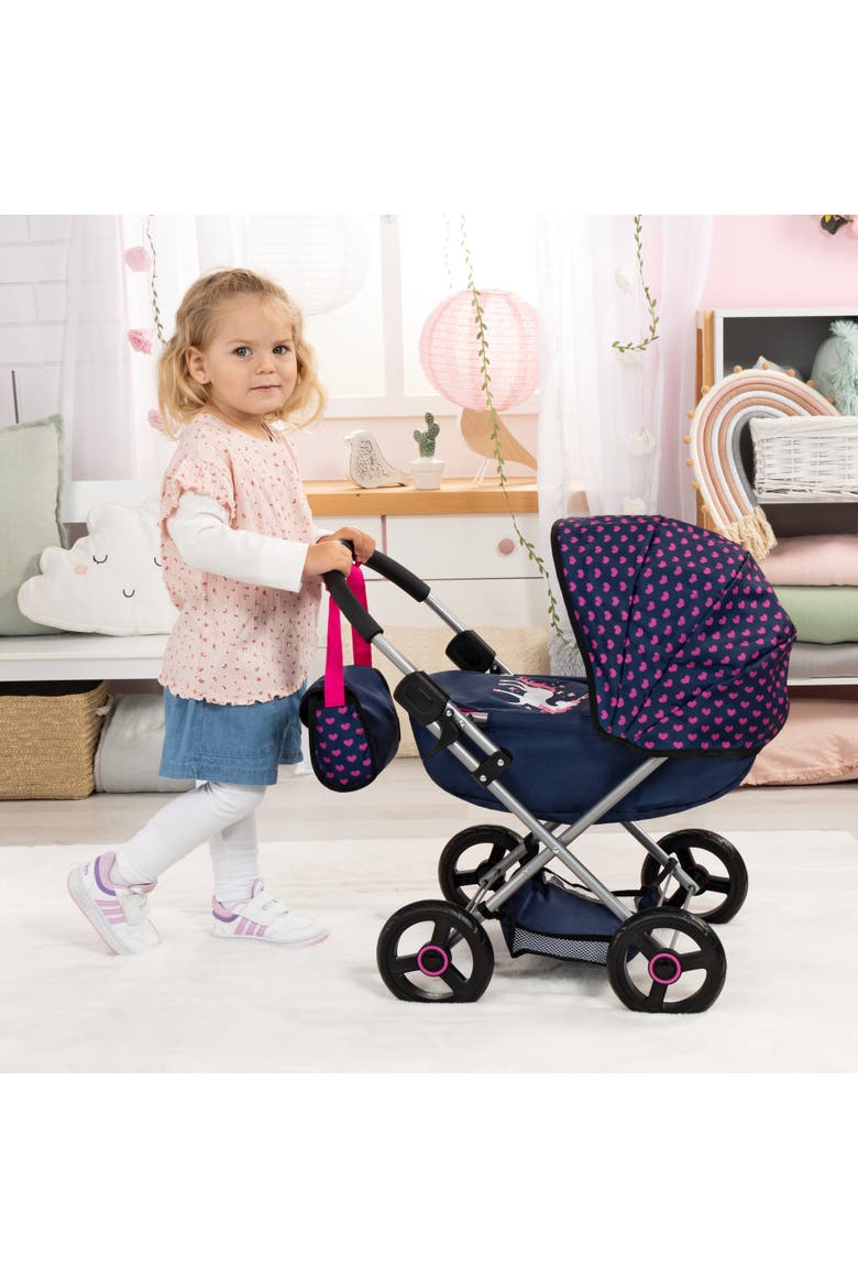 4 in 1 Toy Baby Doll Pram Stroller Cosy Set Up to 18 Inch, Blue, Purple, Alternate, color, Multicolored