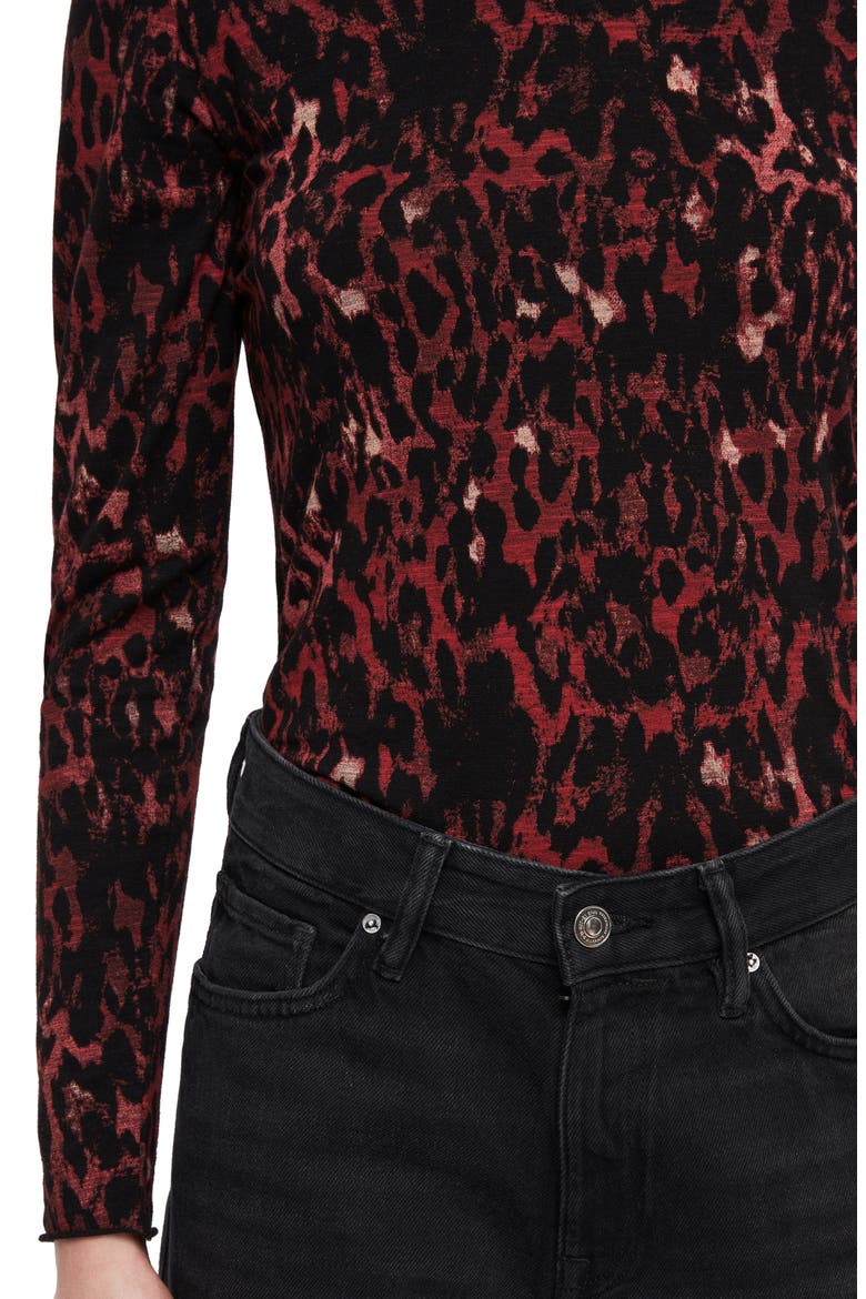 Leopard Red Kiara Shirt, Alternate, color, BLACK