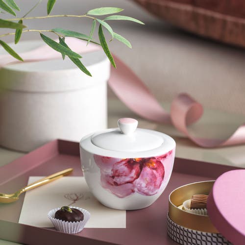 Villeroy & Boch Rose Garden Covered Sugar In Pink