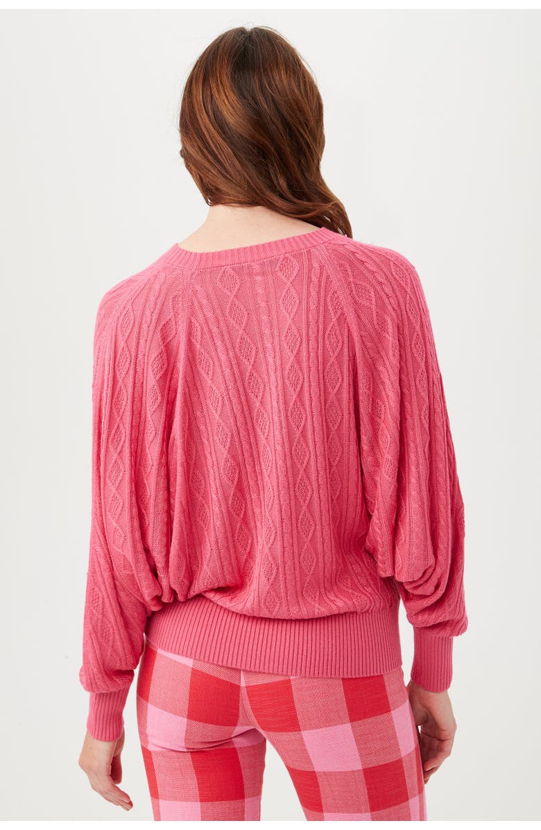 Trina Turk Blue Cove Cable Knit Pullover, Alternate, color, Papillon Pink