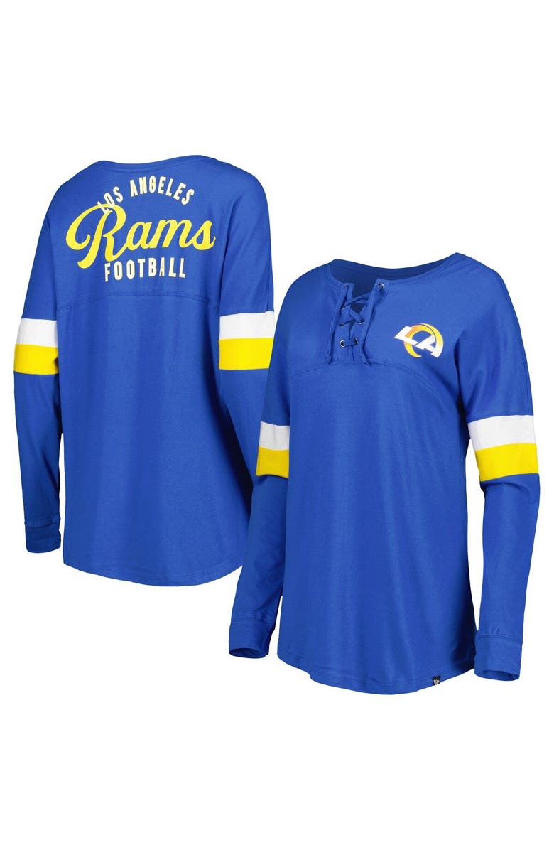 New Era Women's New Era Royal Los Angeles Rams Athletic Varsity Lightweight Lace-Up Long Sleeve T-Shirt, Main, color, Royal