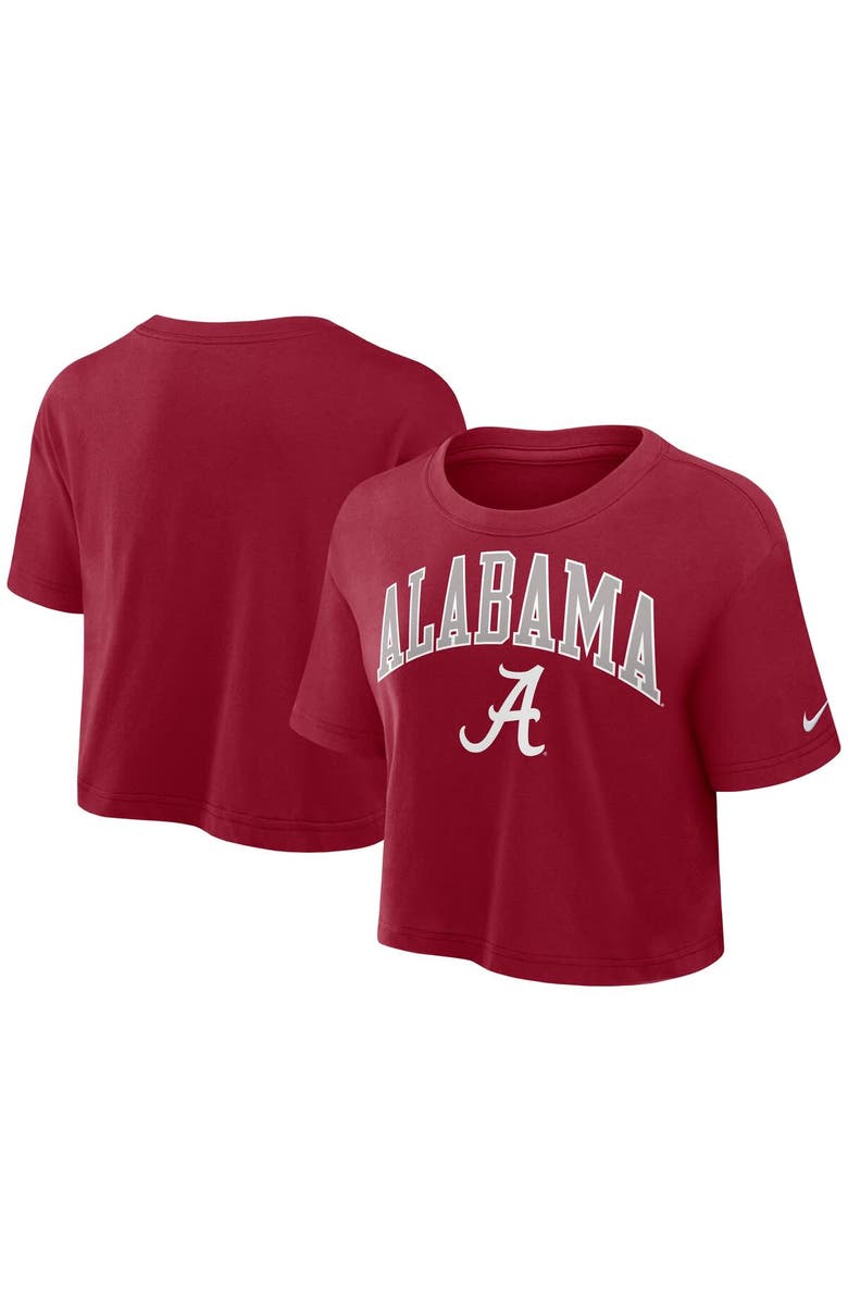 Nike Women's Nike Crimson Alabama Crimson Tide Power Pursuit Athletic Prep Arch Performance Cropped T-Shirt, Main, color, 