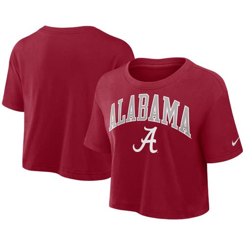 Nike Crimson Alabama Crimson Tide Power Pursuit Athletic Prep Arch Performance Cropped T-shirt In Brown