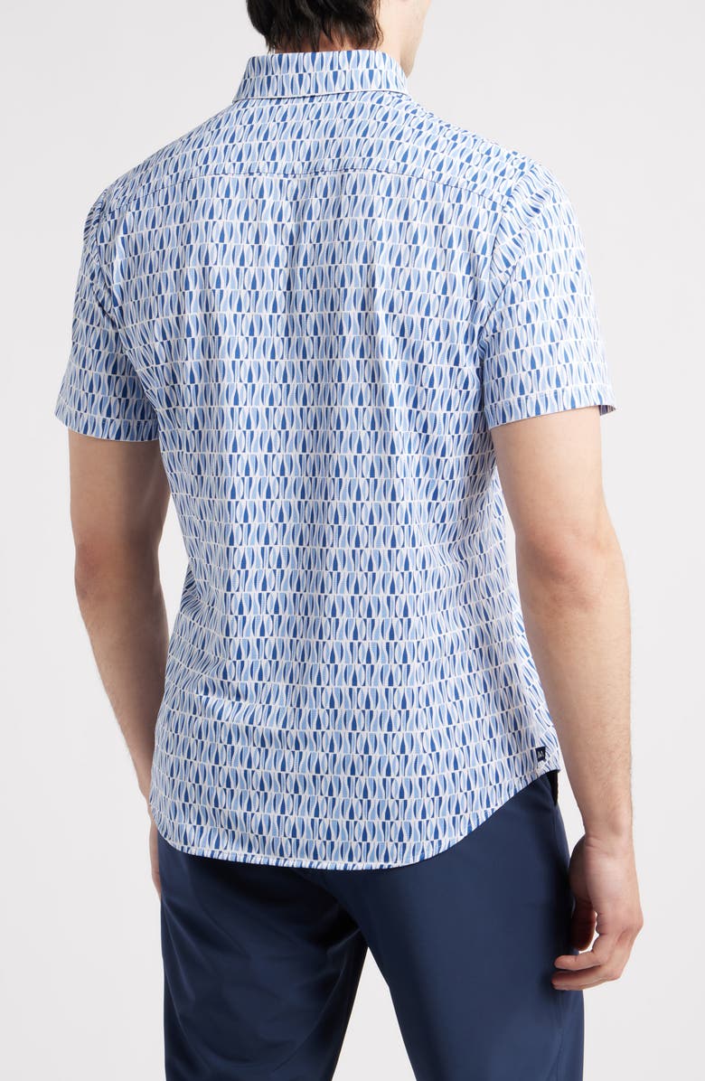 Mizzen+Main Halyard Trim Fit Abstract Short Sleeve Button-Up Shirt, Alternate, color, Provence Sails
