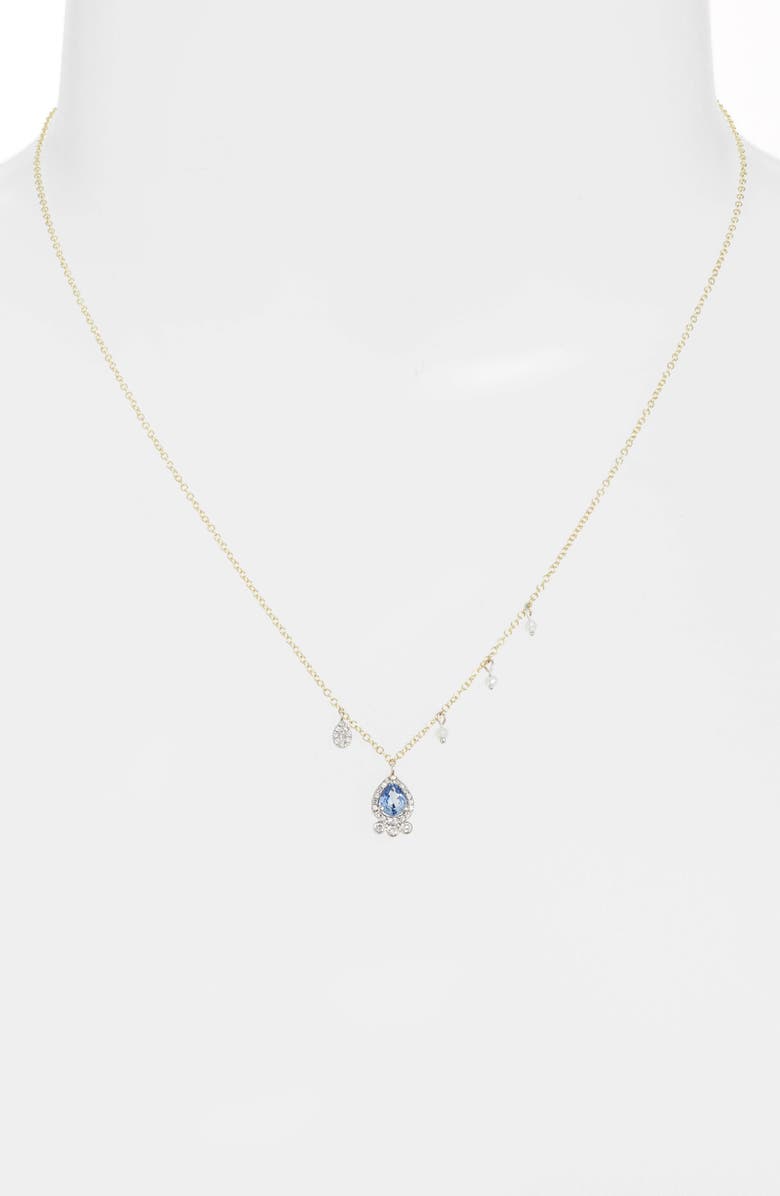 Meira T Sapphire, Pearl & Diamond Pavé Charm Necklace, Alternate, color, 
