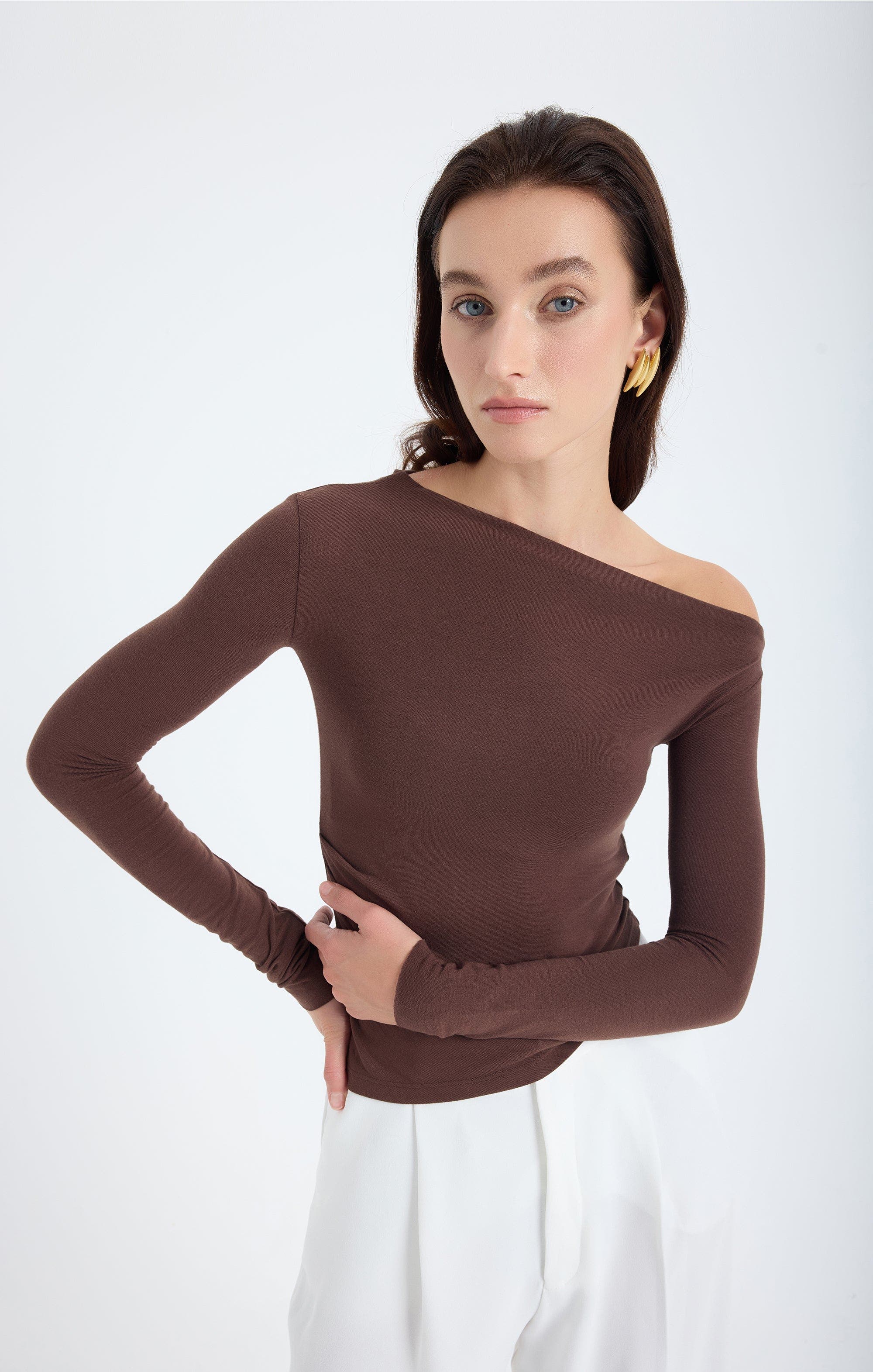 Aura One Shoulder Draped Top - image 4