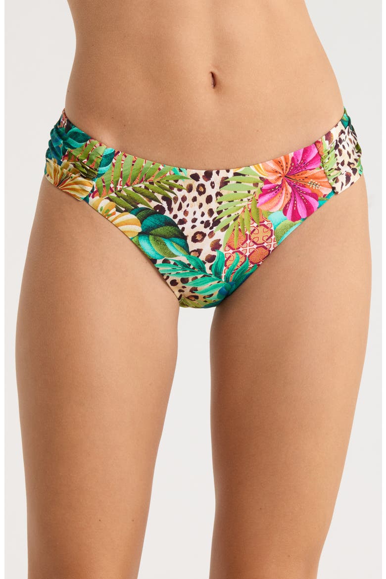 Paradise Heat Shirred Bikini Bottoms, Main, color, BROWN MULTI