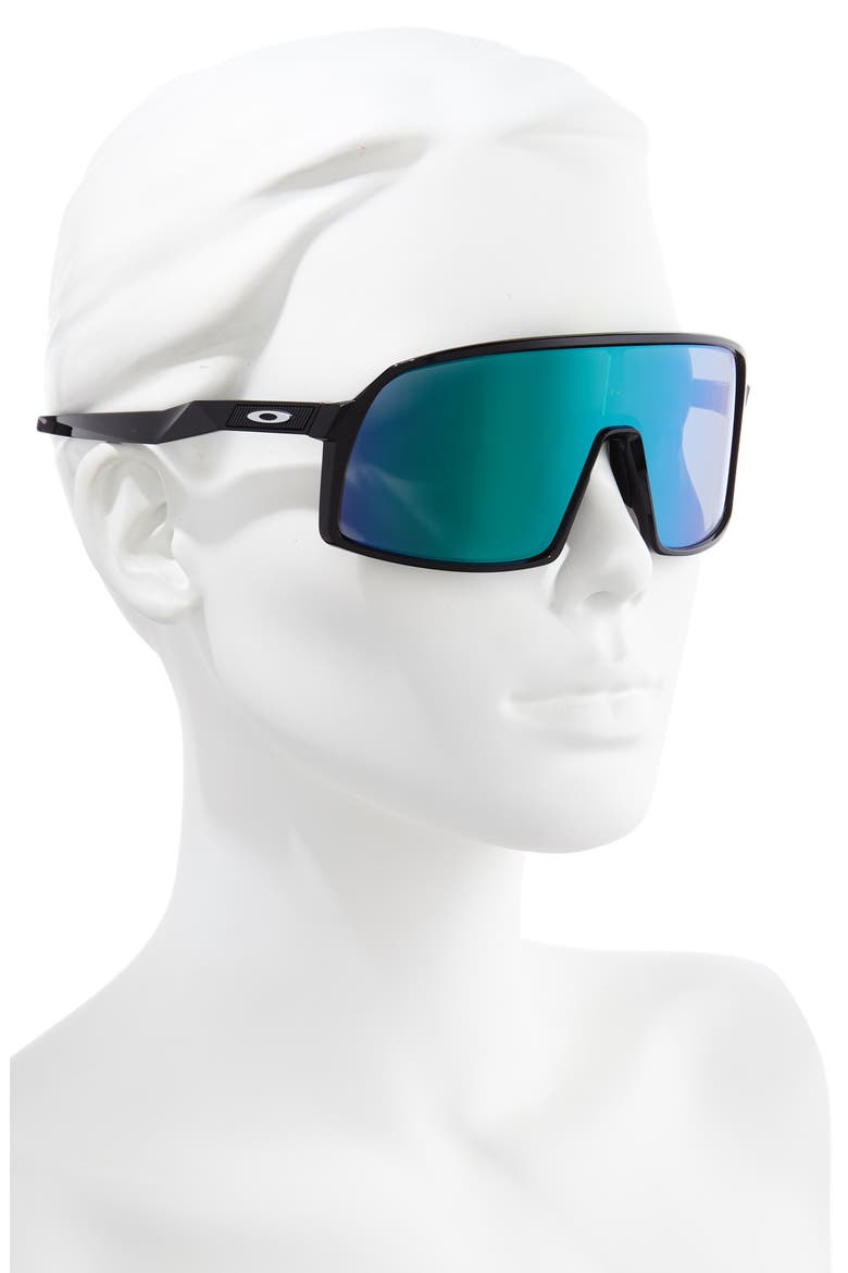Sutro Prizm 124mm Shield Sunglasses, Alternate, color, POLISHED BLACK/ PRIZM JADE