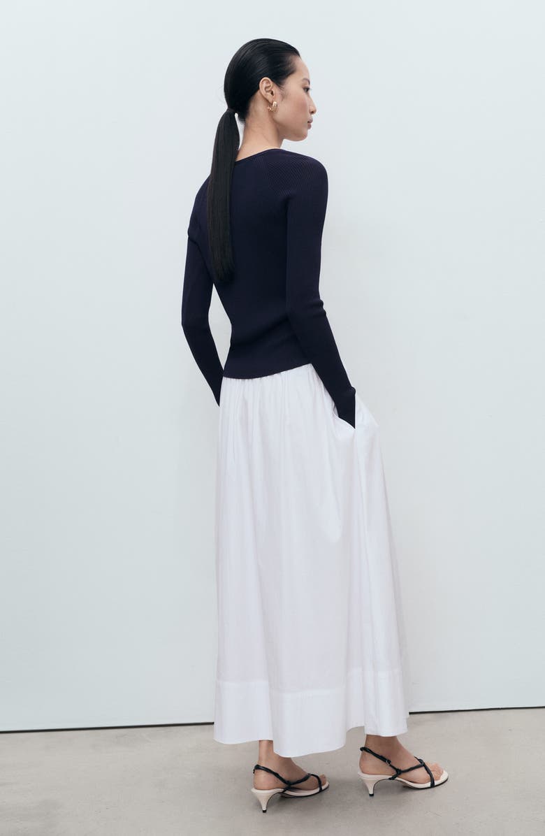 MANGO V-Neck Rib Knit Sweater, Alternate, color, Dark Navy