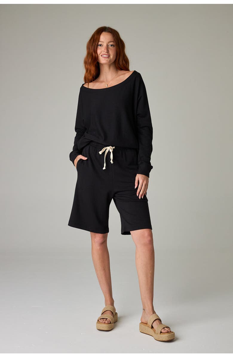 eavolu Baikal Eco-Luxe Fleece Off-Shoulder Crop Top - Cloud-Soft Comfort, Alternate, color,