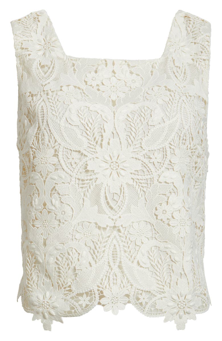 Nordstrom Floral Cutwork Lace Top, Alternate, color, White Coconut