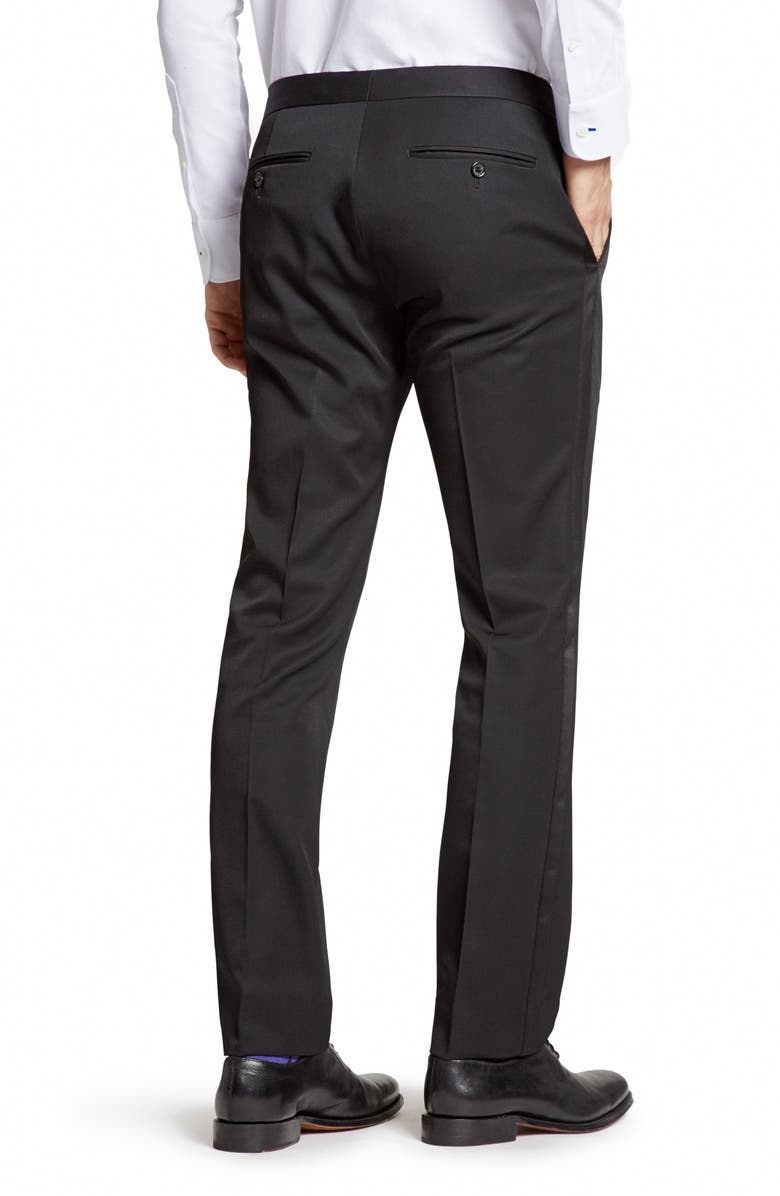 Bonobos Slim Fit Flat Front Wool Tuxedo Trousers, Alternate, color, 