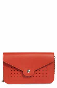 Longchamp Perforated Leather Wallet on a Chain
