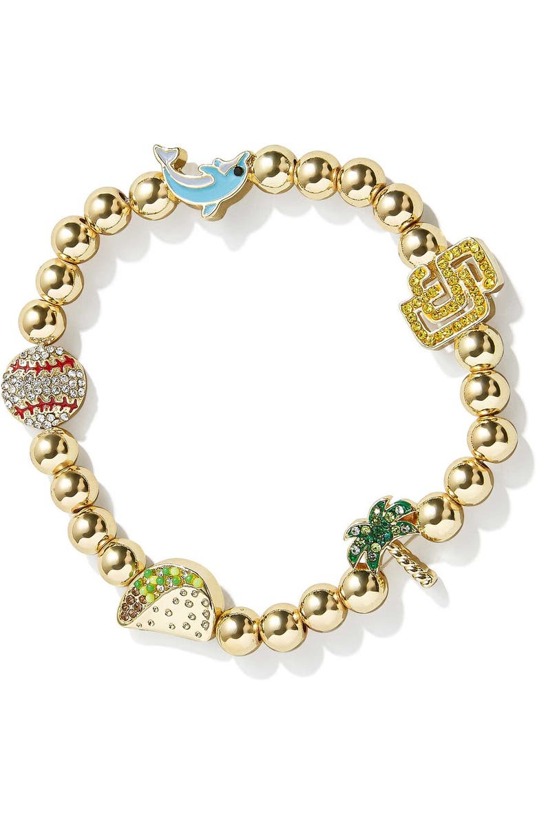 BaubleBar San Diego Padres Localized Pisa Bracelet, Main, color, Gold