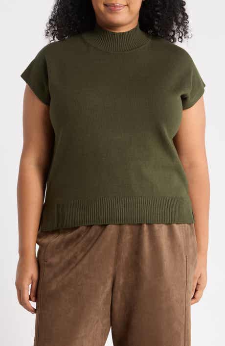 Mock Neck Short Sleeve Sweater