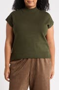 MAX STUDIO Mock Neck Short Sleeve Sweater