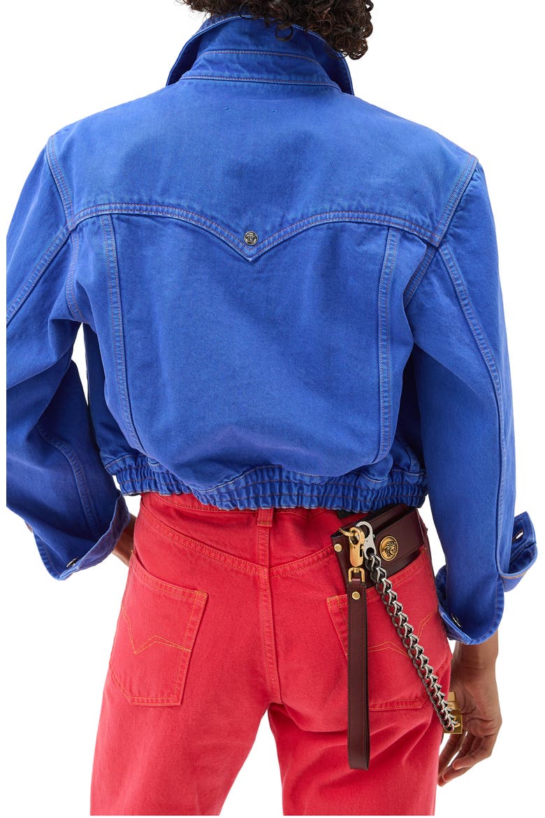Gender Inclusive Crop Denim Trucker Jacket, Alternate, color, SKY BLUE