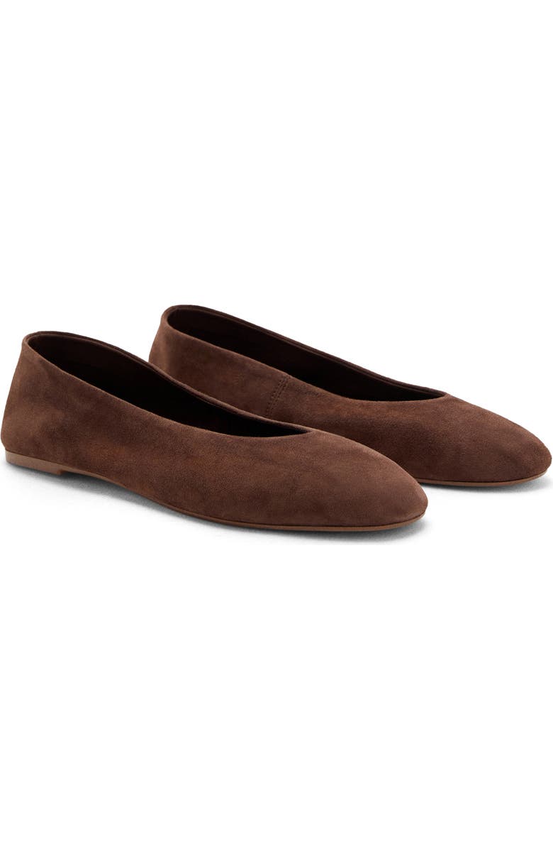 MANGO Leather Ballet Flat, Main, color, Chocolate