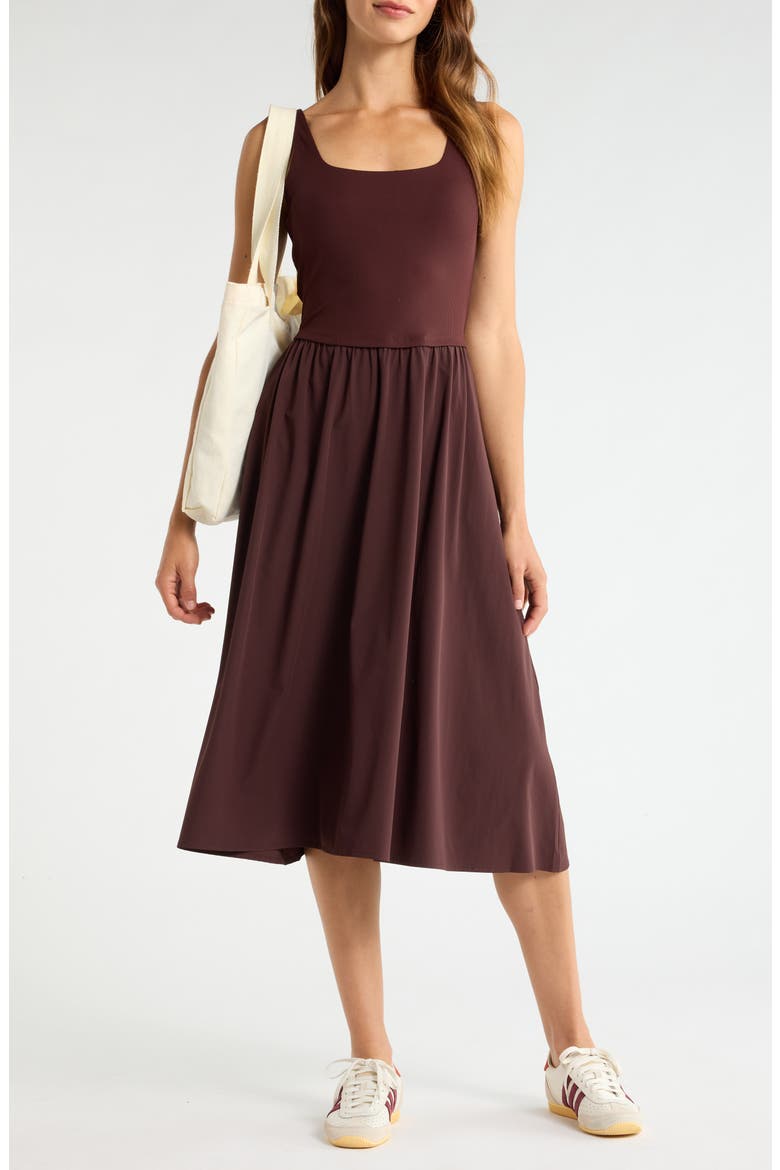 Effortless Sleeveless Midi Dress, Alternate, color, BROWN RISTRETTO