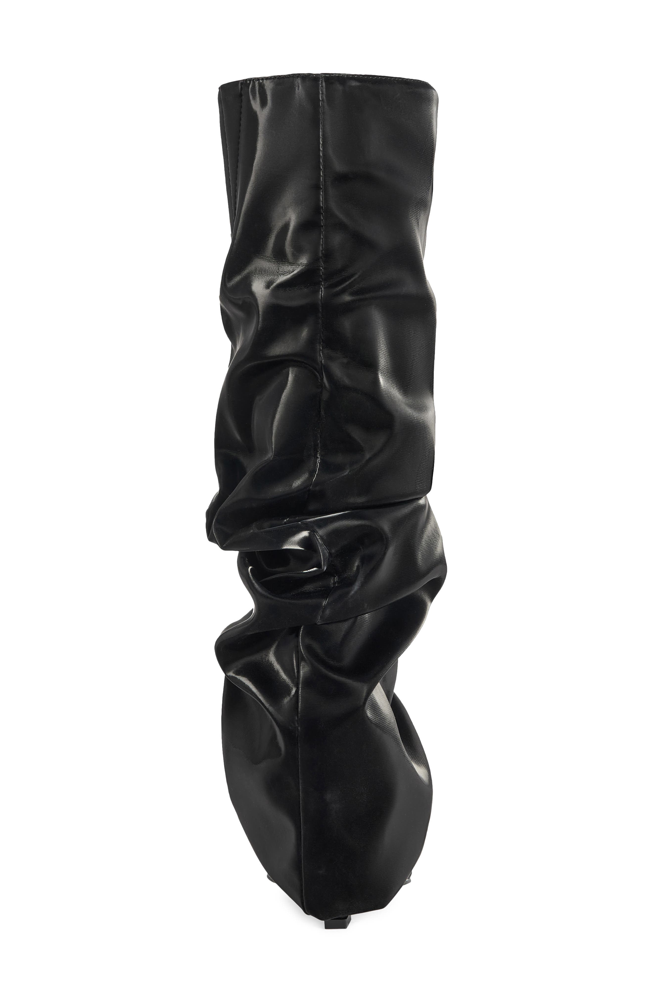 Zylla Slouchy Faux Leather Boot, Alternate, color, BLACK