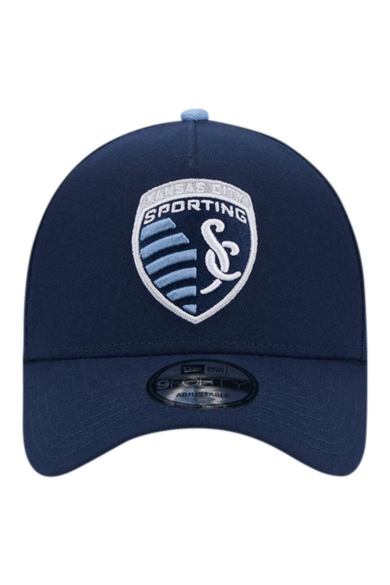 Men's New Era Navy Sporting Kansas City 2024 Kick Off Collection 9FORTY A-Frame Adjustable Hat, Alternate, color, Navy