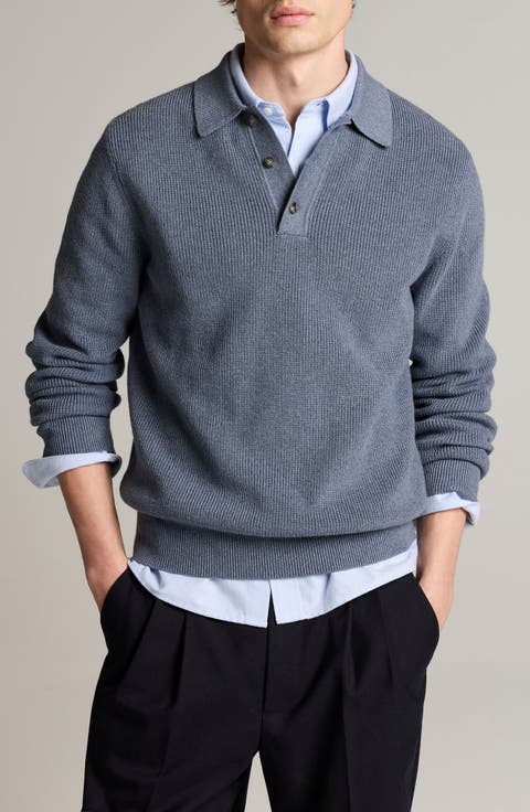 Heirloom Shaker Long Sleeve Polo Sweater