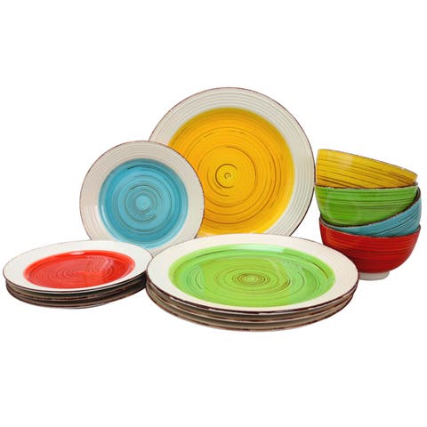 Confetti Band 12 piece Mix and Match Ceramic Dinnerware Set