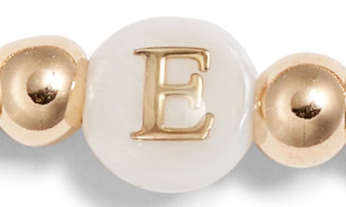 Nashelle Mother Of Pearl Initial Beaded Bracelet In Gold Fill E