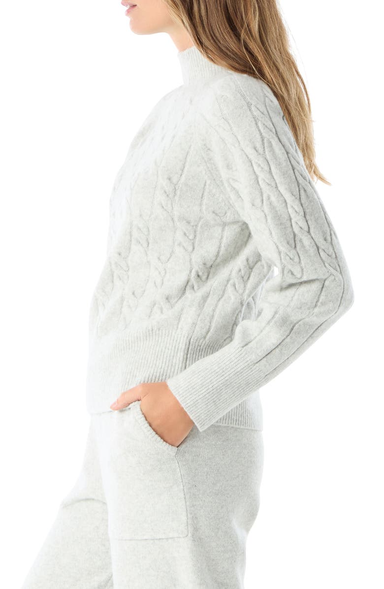 DO by Dee Ocleppo Coralina Mock Neck Cable Sweater, Alternate, color, Light Heather Grey