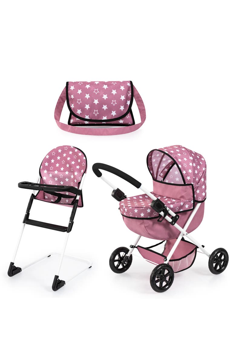 Bayer Design Cozy 3Piece Set Pram, Highchair & Bag For Dolls Up To 18 Inches, Main, color, Multicolored