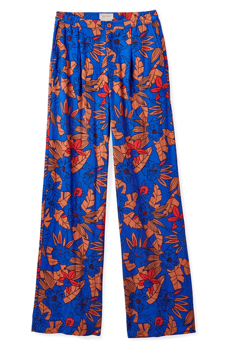Brixton Mercado Floral Wide Leg Linen Blend Pants, Alternate, color, 
