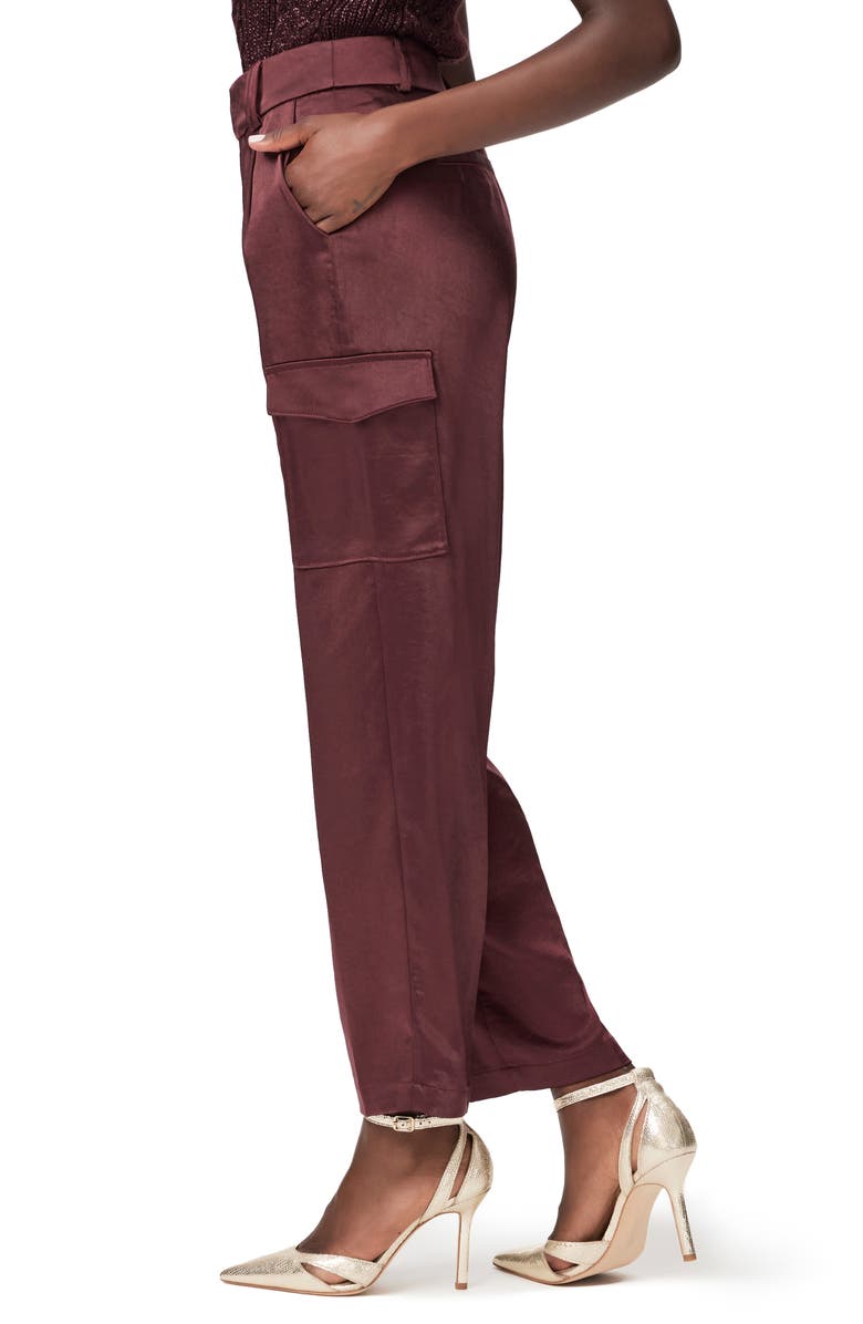 PAIGE Malika Satin Cargo Pants, Alternate, color, Dusty Cherrywood