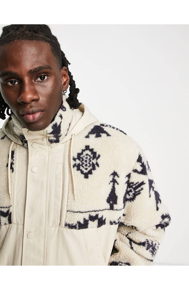 ASOS DESIGN Oversize Faux Shearling Hooded Bomber Jacket, Alternate, color, 