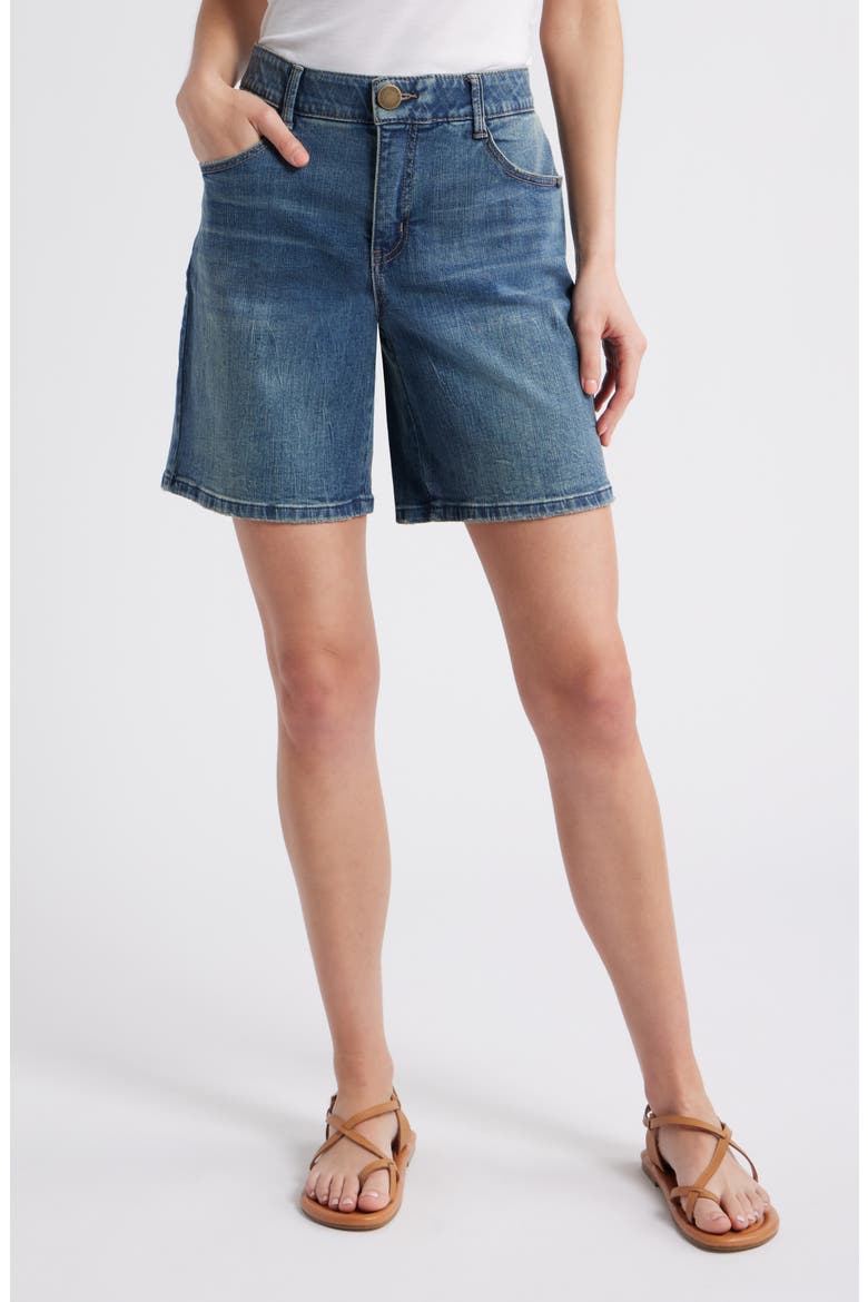 High Waist Relaxed Denim Shorts, Main, color, MID BLUE ARTISANAL
