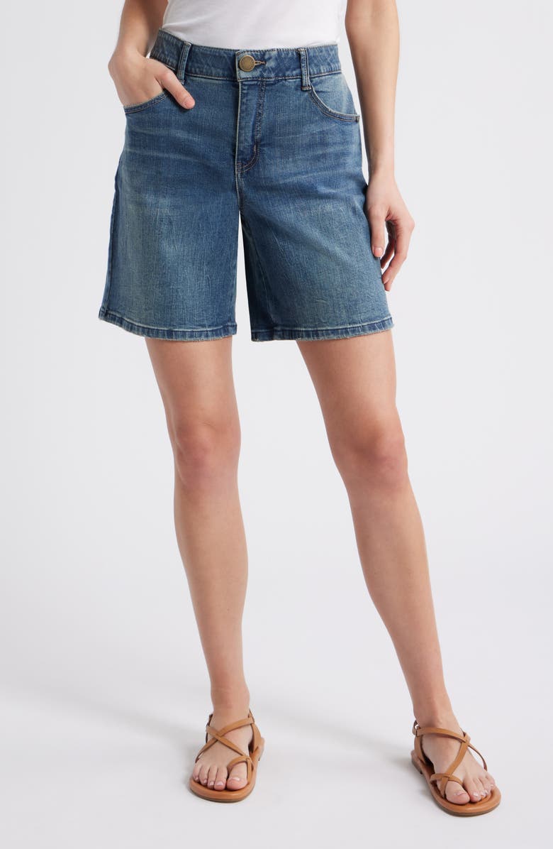 Wit & Wisdom High Waist Relaxed Denim Shorts, Main, color,