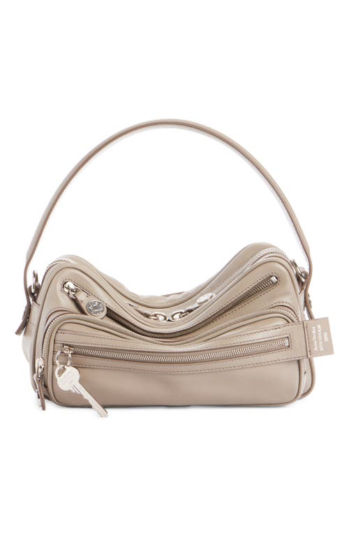 Acne Studios Small Camero Leather Shoulder Bag In Taupe Beige