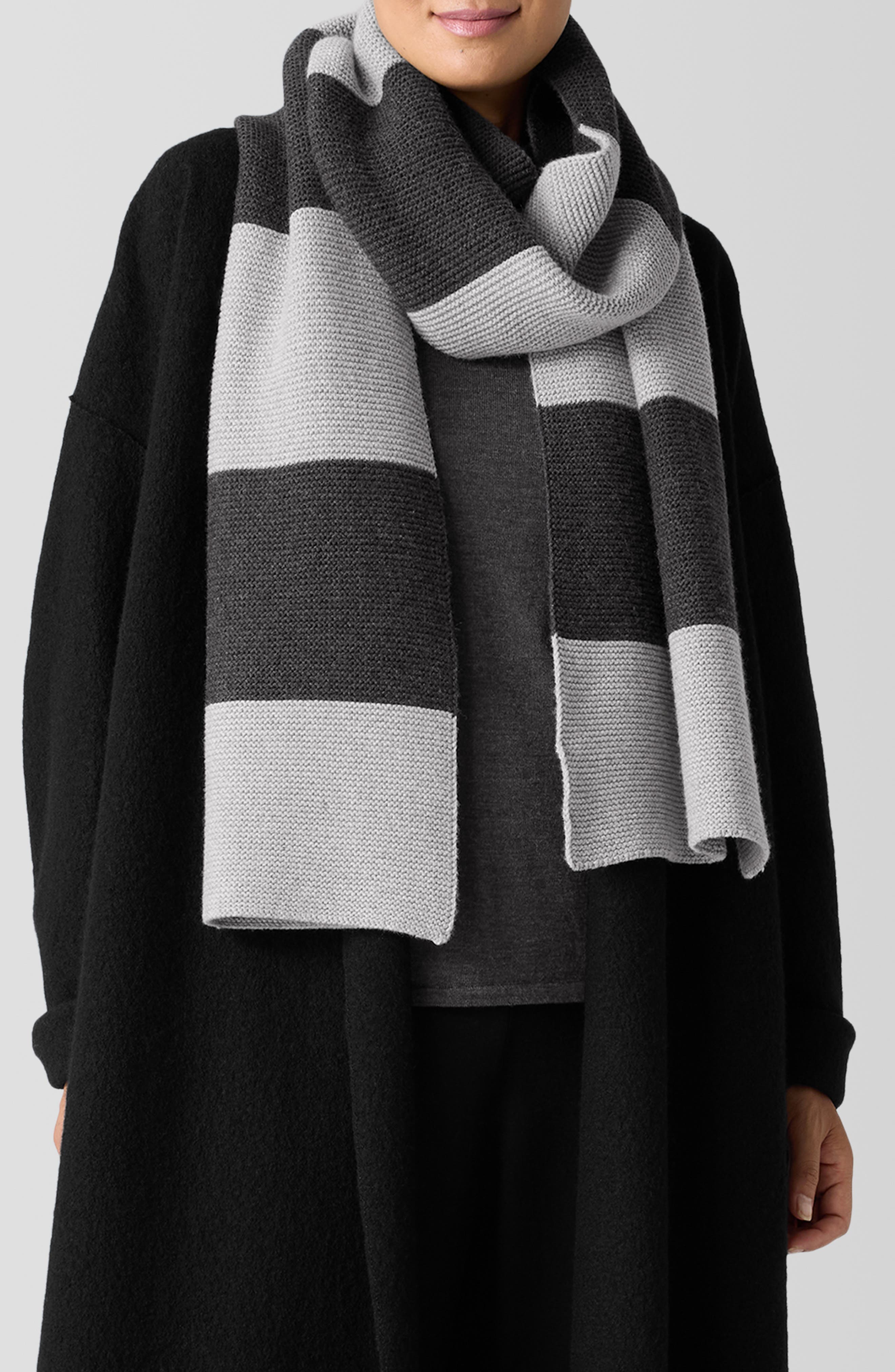 Eileen Fisher Striped Organic Cotton & Recycled Cashmere Scarf