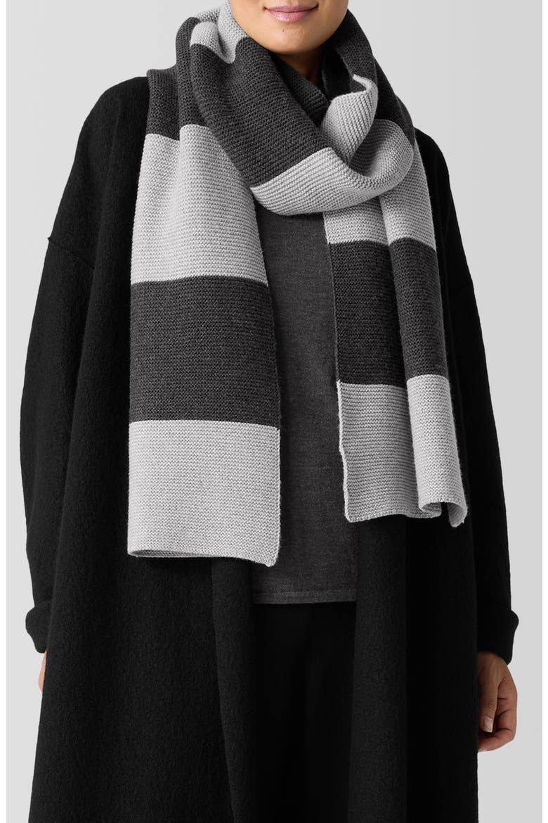 Striped Organic Cotton & Recycled Cashmere Scarf, Main, color, MOON