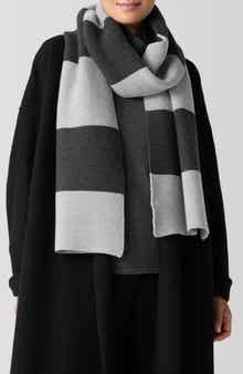 Eileen Fisher Striped Organic Cotton & Recycled Cashmere Scarf