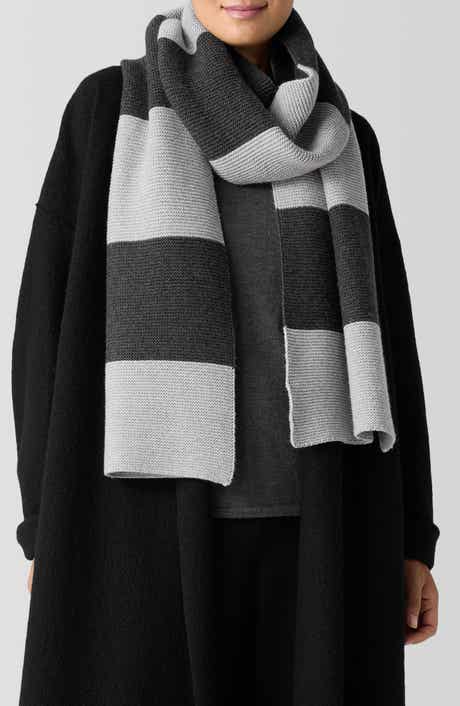 Eileen Fisher Striped Organic Cotton & Recycled Cashmere Scarf