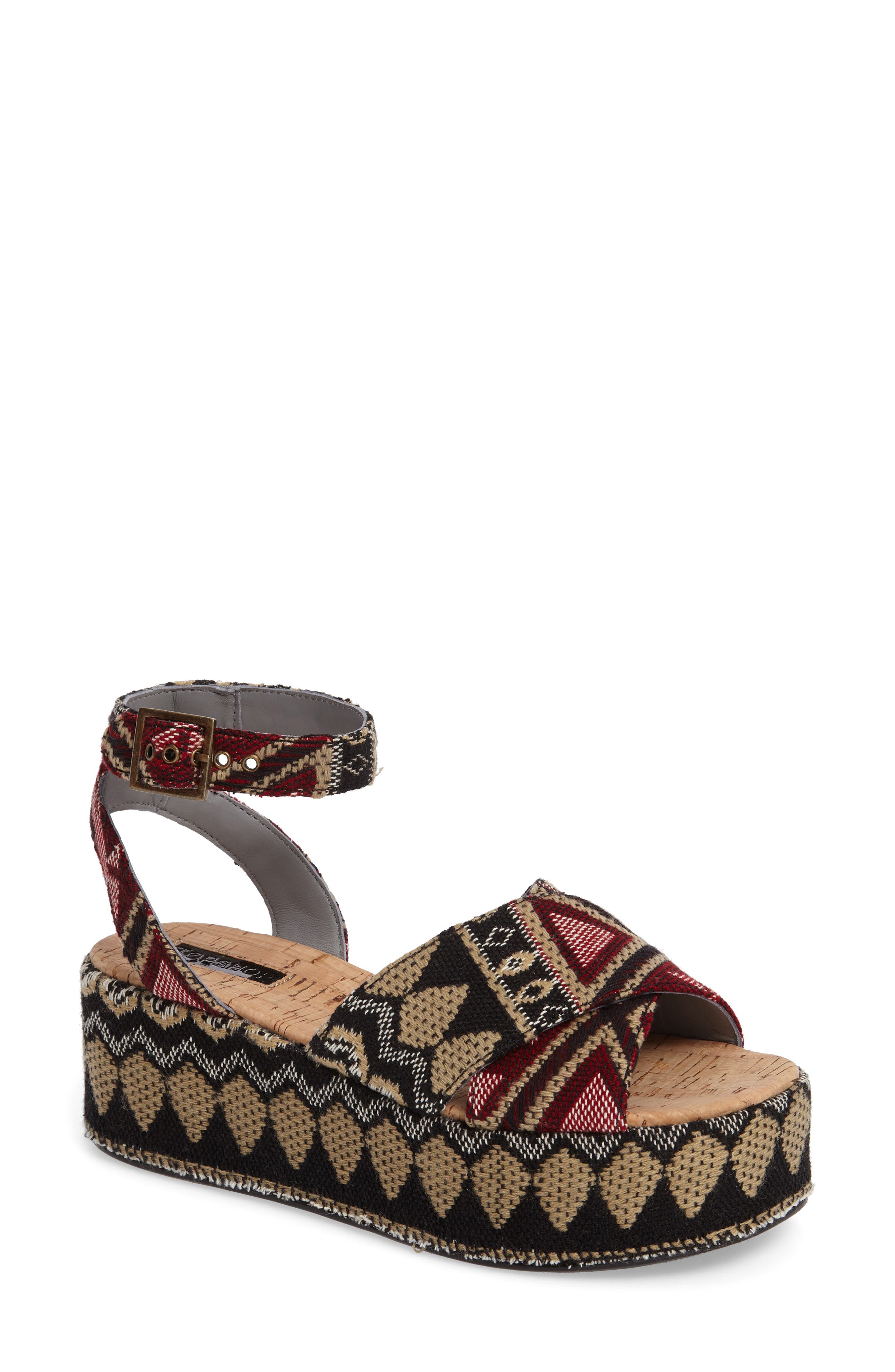 Whisper Platform Sandal, Main, color, BLACK MULTI