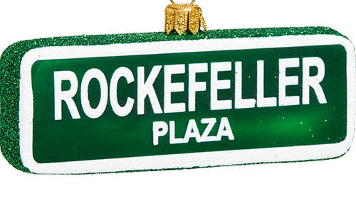 The Whitehurst Company Rockefeller Plaza Street Sign Glass Ornament In Multi