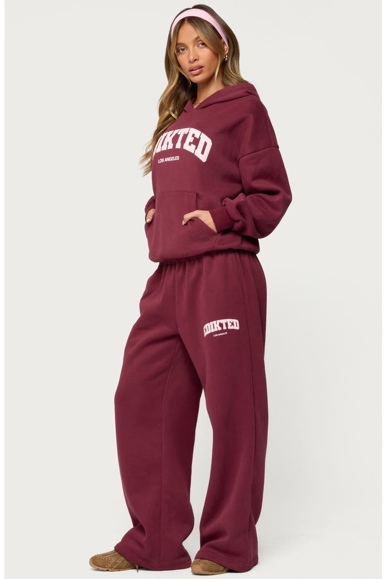 LA Logo Oversized Hoodie, Alternate, color, BURGUNDY