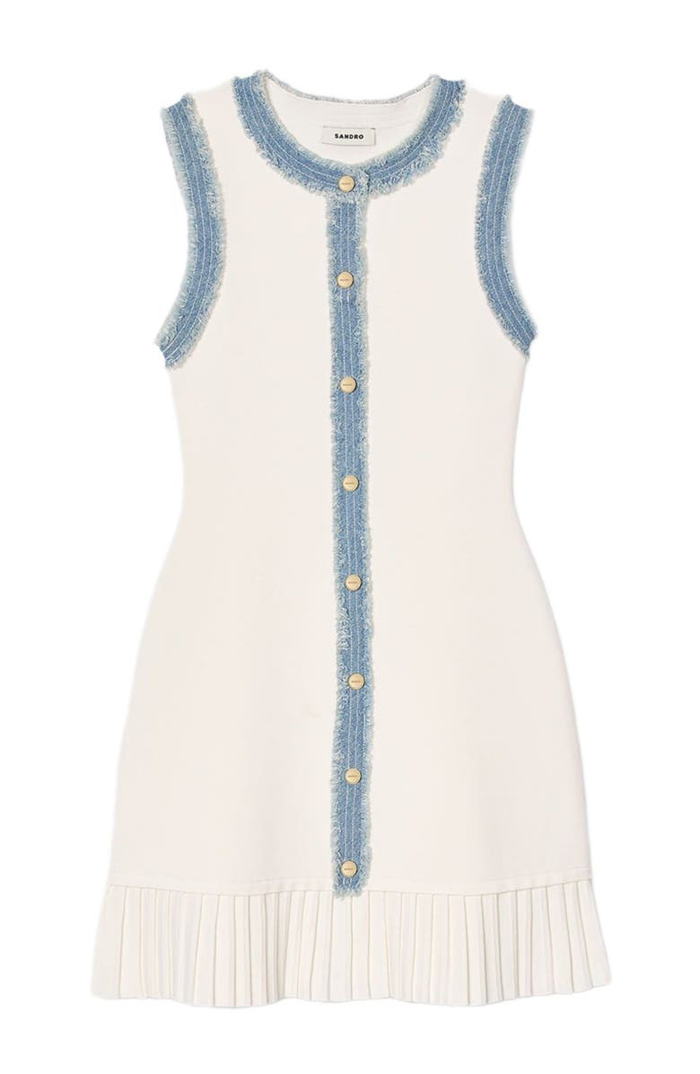 SANDRO Mini knit dress with ruffles, Alternate, color, 