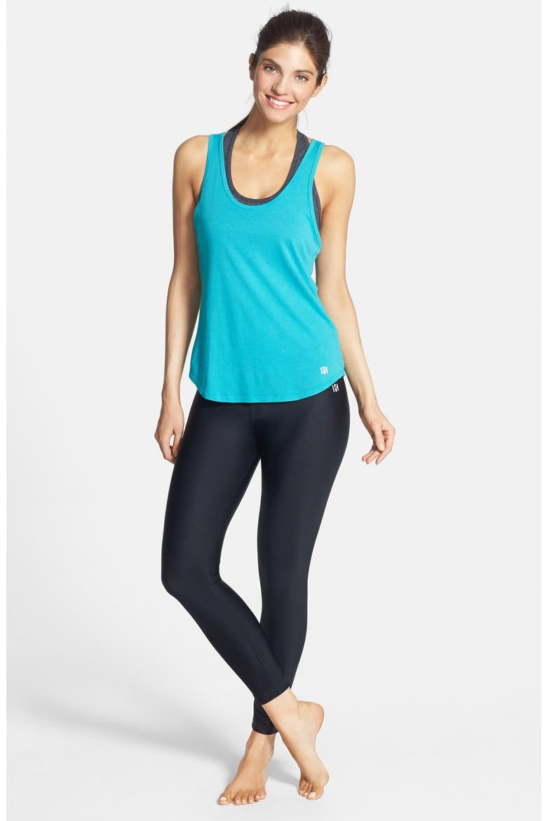 Metallic Coated Jersey Leggings, Alternate, color, BLACK